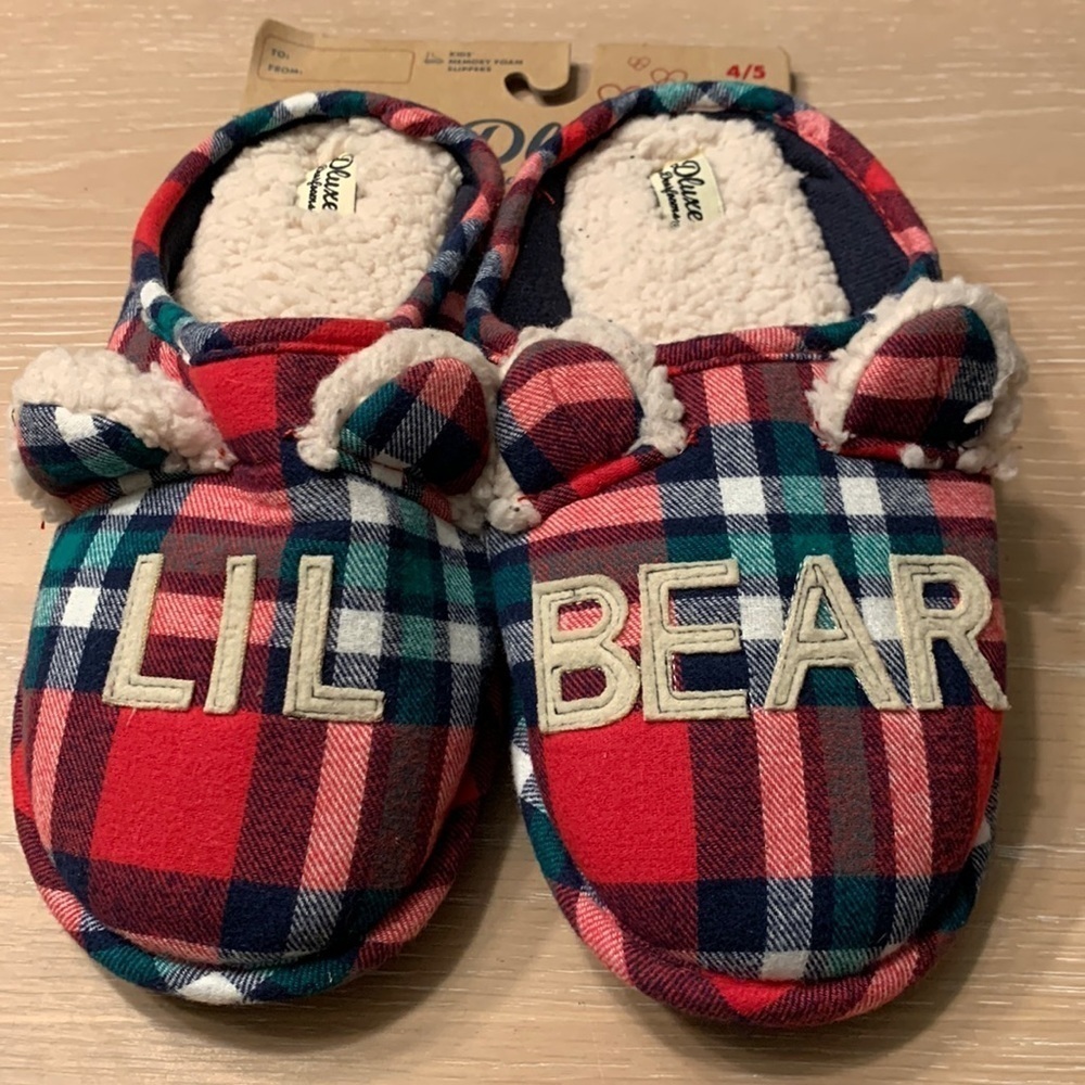 Dluxe by Dearfoams “Lil Bear” Slippers Kids Size 4/5